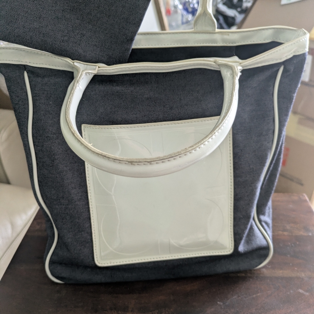 New With Tags Liz Clabotn Denim With White Patent Leather